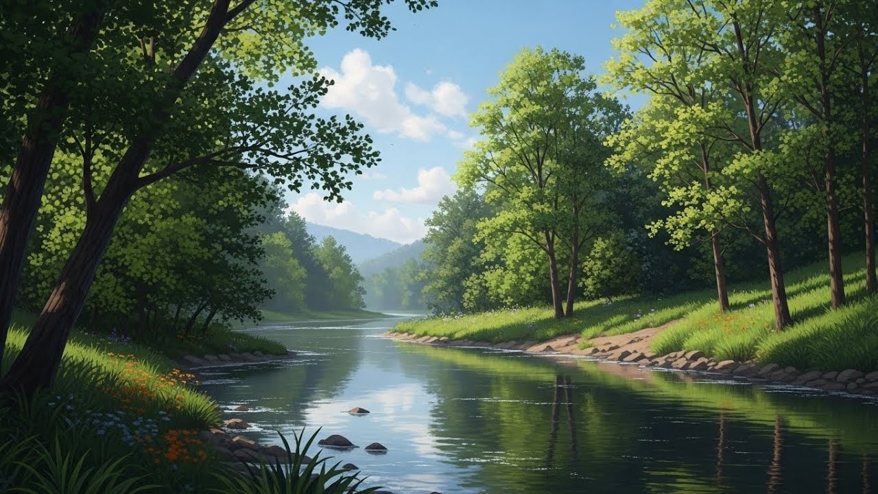 Peaceful Flowing River 🌊 Natural Ambience Sound for Deep Sleep and Stress Relief #486