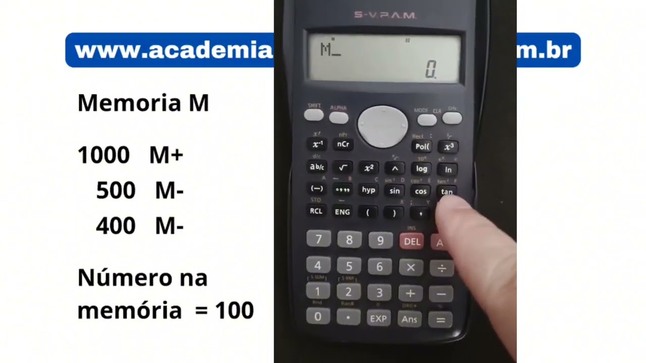 Calculadora científica: Memória M (Botões: M, M+, M-)