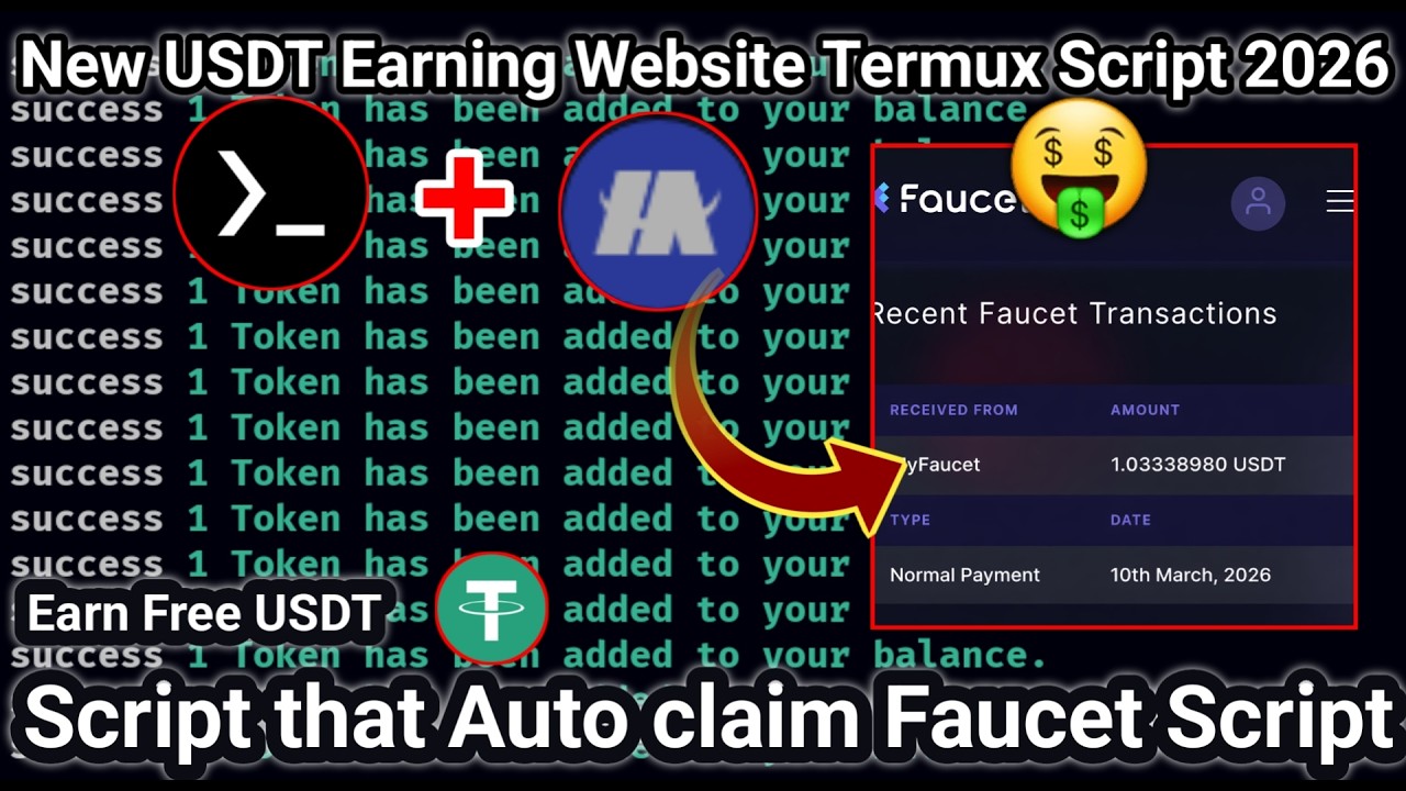 Nuyul New USDT Faucet Earning Website Script - Auto Claim Faucet Via Termux - Earn Free USDT 2026💯