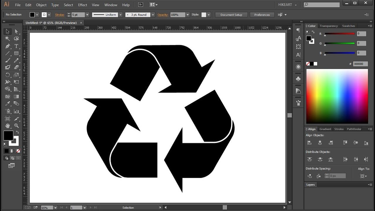 Как нарисовать символ переработки в Adobe Illustrator