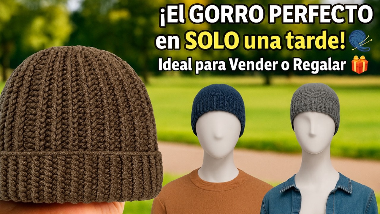 ¡El GORRO PERFECTO en SOLO una tarde! 🧢 Punto Canasta a Crochet🧶 Ideal para Vender o Regalar 🎁