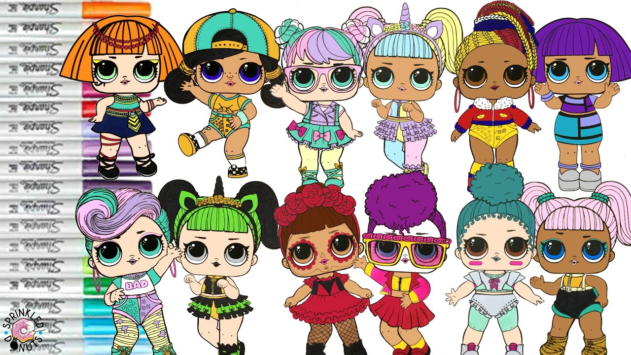 LOL Surprise Dolls Coloring Book Page Compilation Color Swap Unicorn Thrilla Bebe Bonita Bhaddie Bon