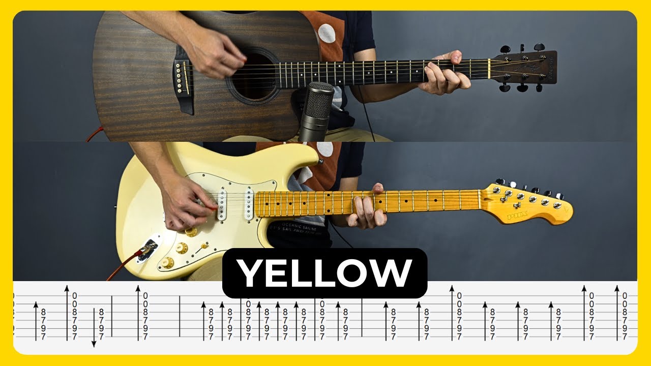 Yellow - Coldplay | Tabs + Chords | Guitar Lesson | Cover | Tutorial | All Guitar Parts | Tuning