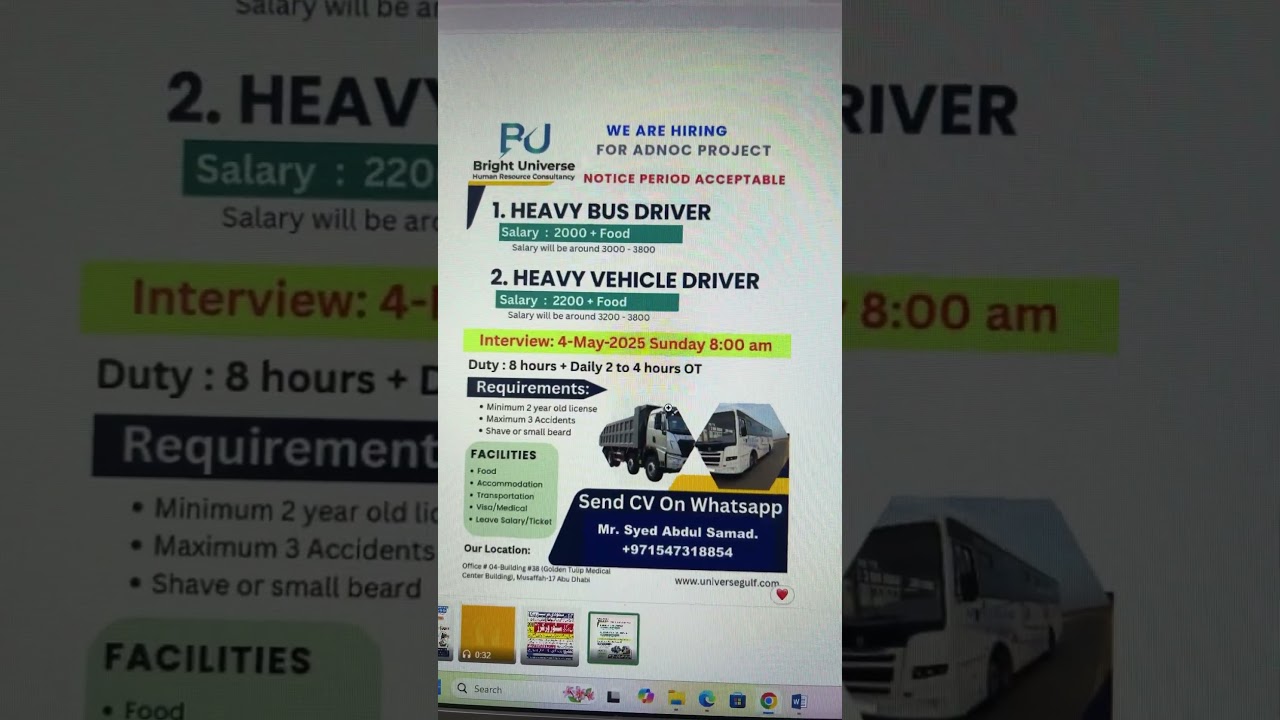 Hiring for bus drivers and truck drivers for Adnoc company #adnoc #jobs #drivers
