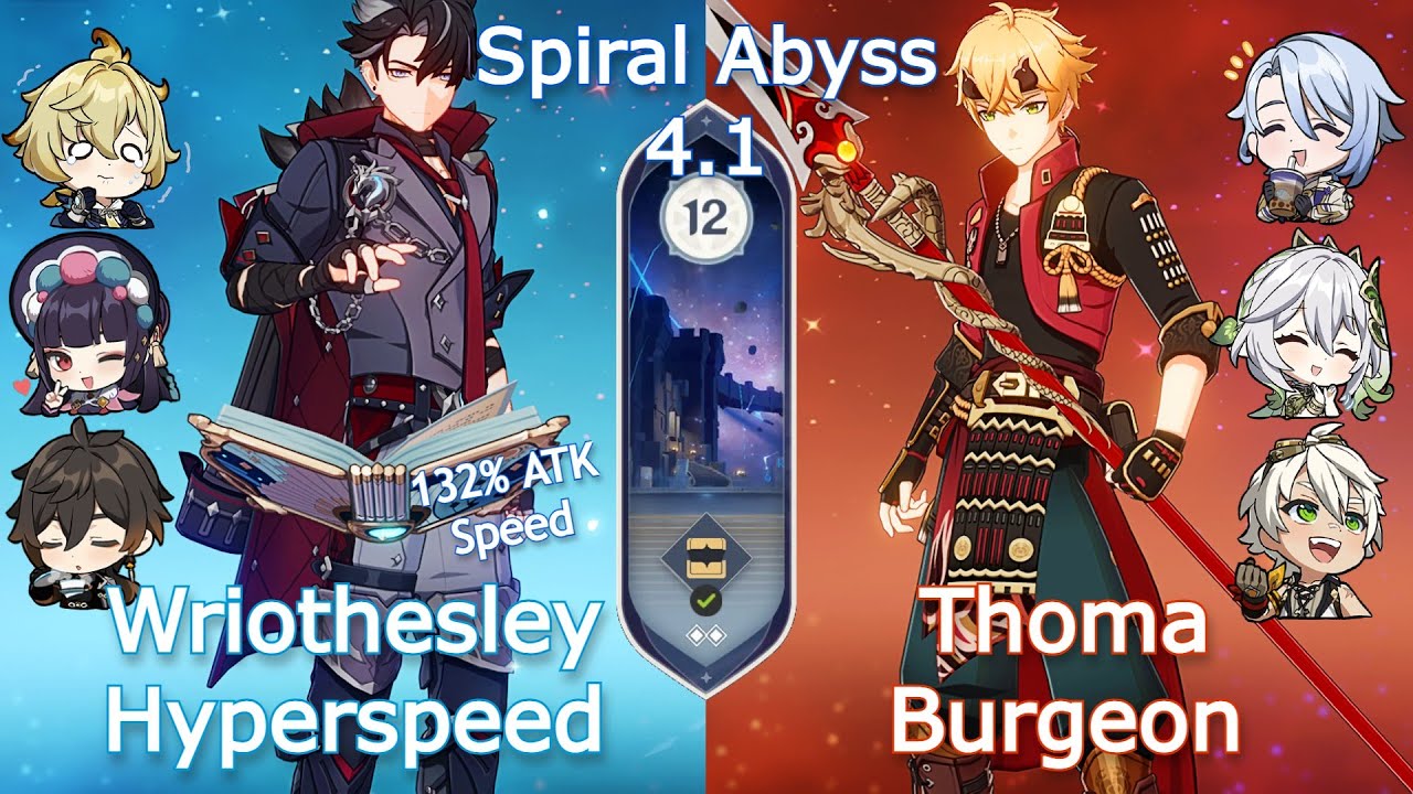 C0 Wriothesley Hyperspeed x C4 Thoma Ayato Burgeon - Spiral Abyss 4.1 | Floor 12 | Genshin Impact