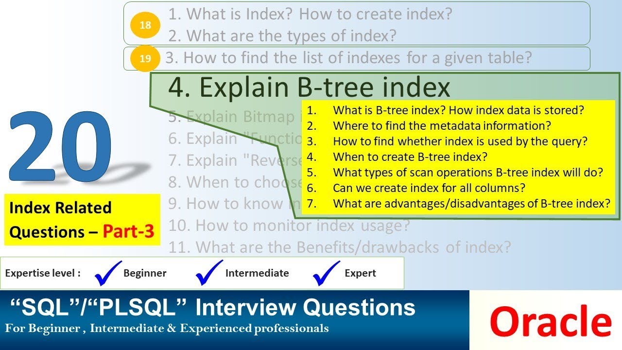 Oracle Interview Question - oracle index related questions - BTREE index in oracle