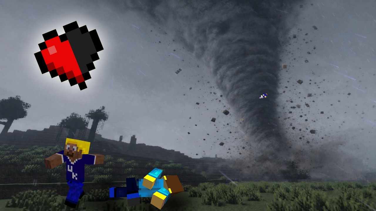 В Minecraft каждый раз, когда мы получаем урон, появляется торнадо!