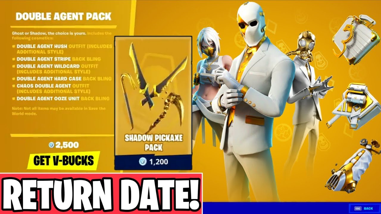 Double Agent Pack Return Release Date in The Fortnite Item Shop!(When Double Agent Pack Return?)