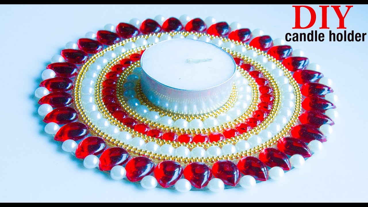 Make candle holder from old CD| room decoration ideas | festival craft | Beads art\vineeta mishra