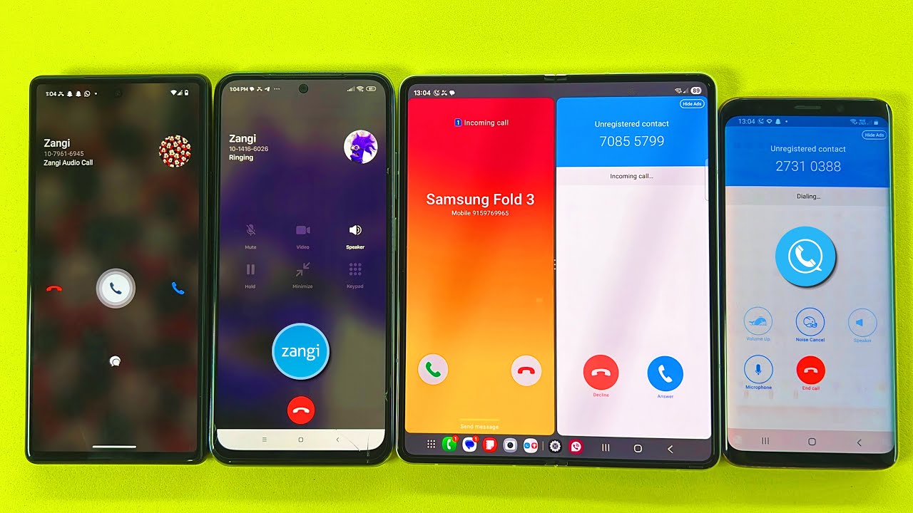 Samsung Z Fold, Galaxy S9, Google Pixel 6, Xiaomi Redmi Incoming + Outgoing Call + SkyPhone + Zangi