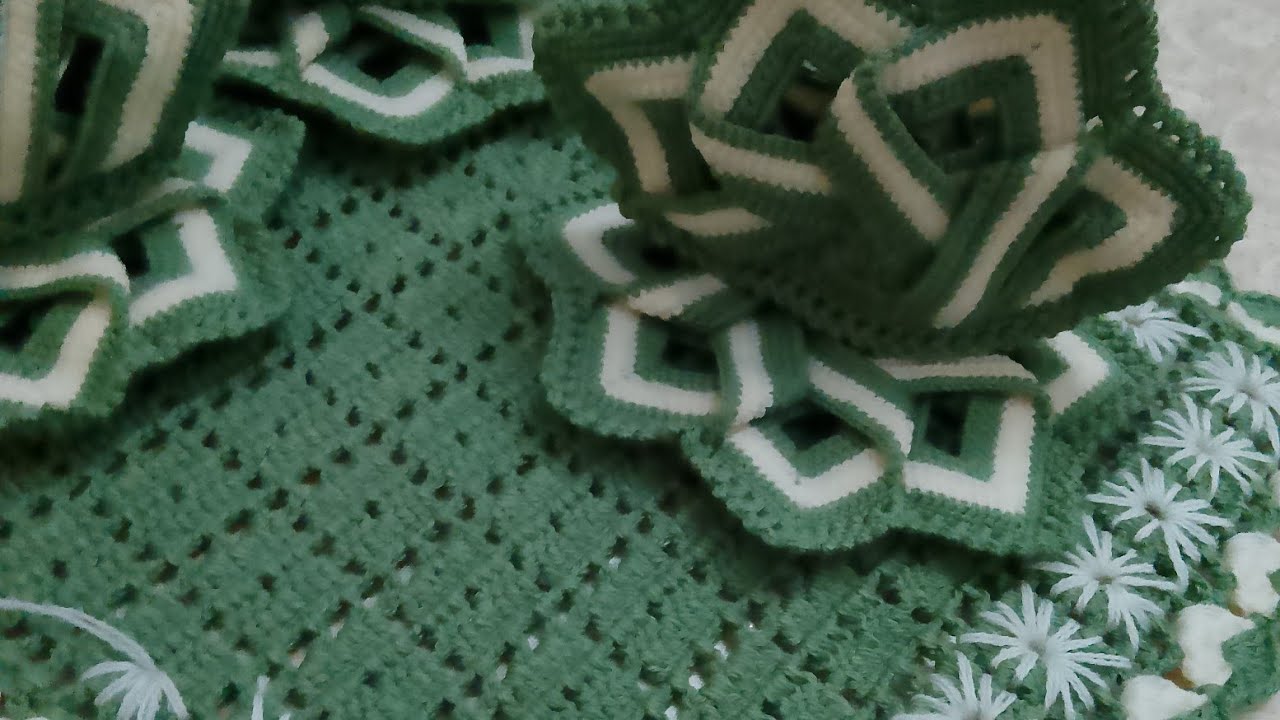 فراش البلاطو بالكروشي سهل ورائع (الجزء الثالث)🧶🫶🏻