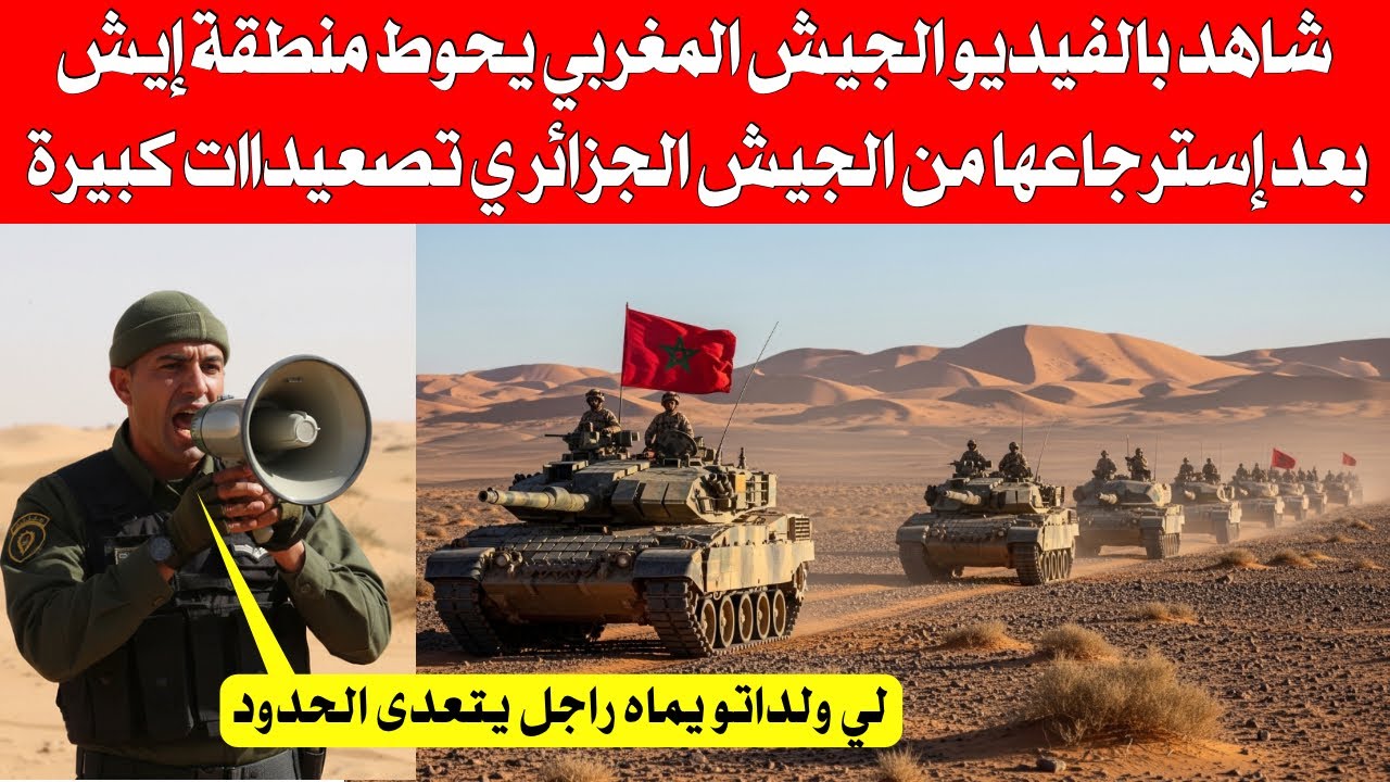 شاهد بالفيديو الجيش المغربي يحوط منطقة إيش بعد إسترجاعها من الجيش الجزائري ، تخطت تصعيد عسكري كبير