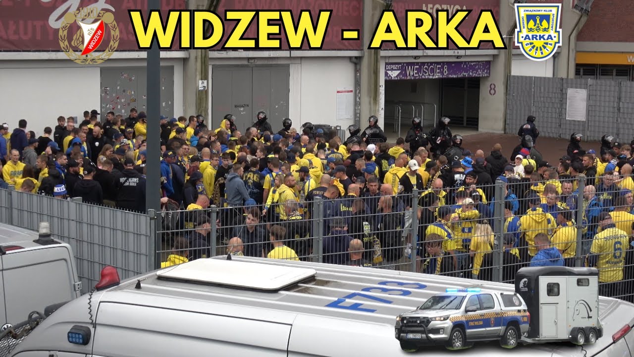 WIDZEW - ARKA GDYNIA:Przyjazd kibiców Arki do Łodzi, zabezpieczenie policyjne i napinka przed meczem