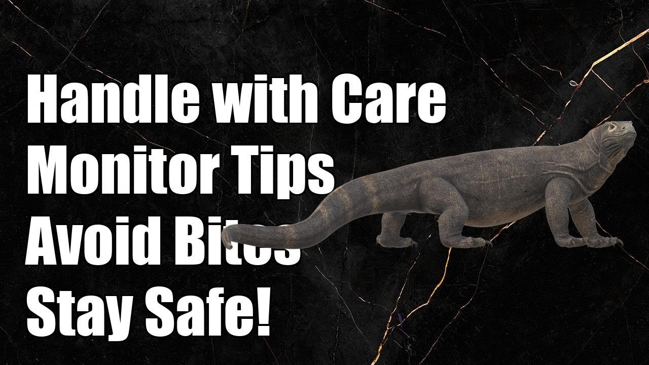 What are the best ways to handle a monitor lizard to prevent biting?