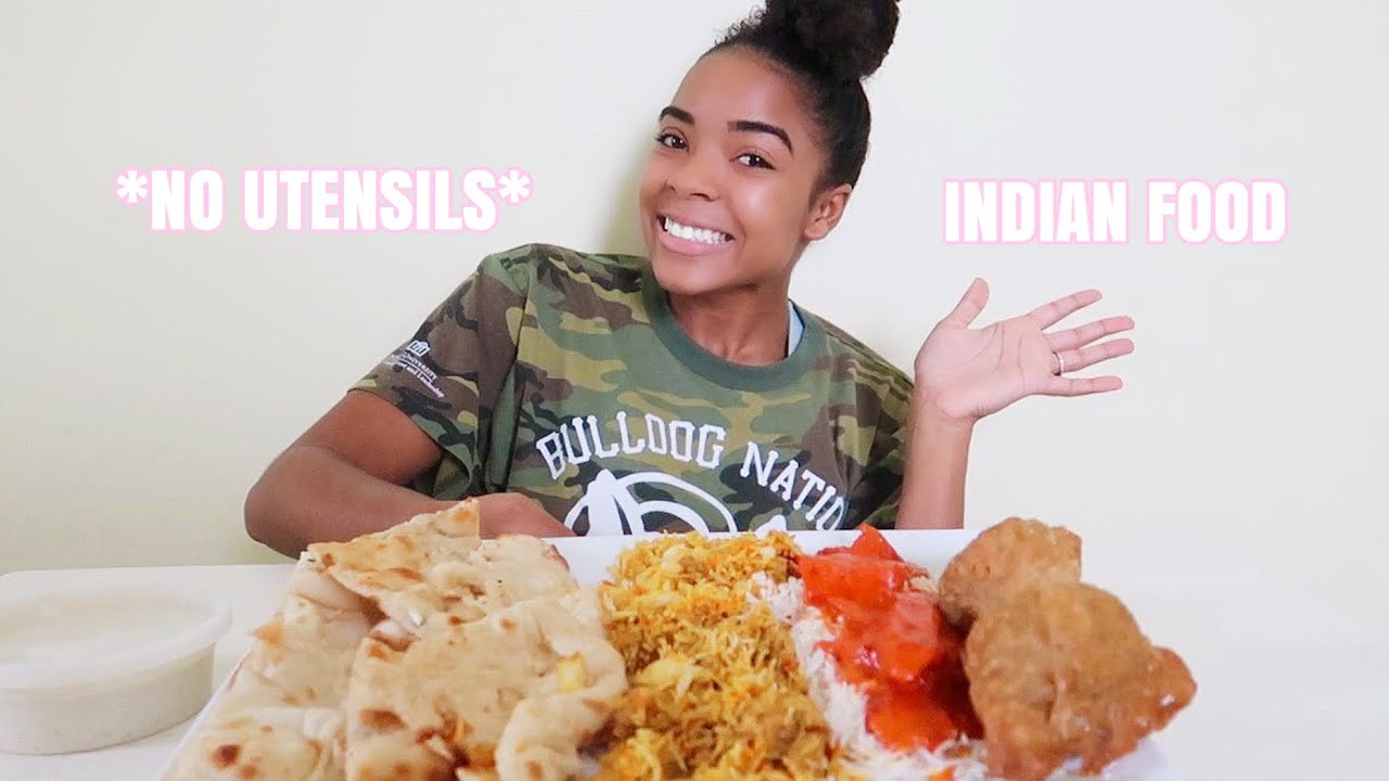 INDIAN FOOD MUKBANG + BLOVESLIFE NO UTENSILS CHALLENGE!