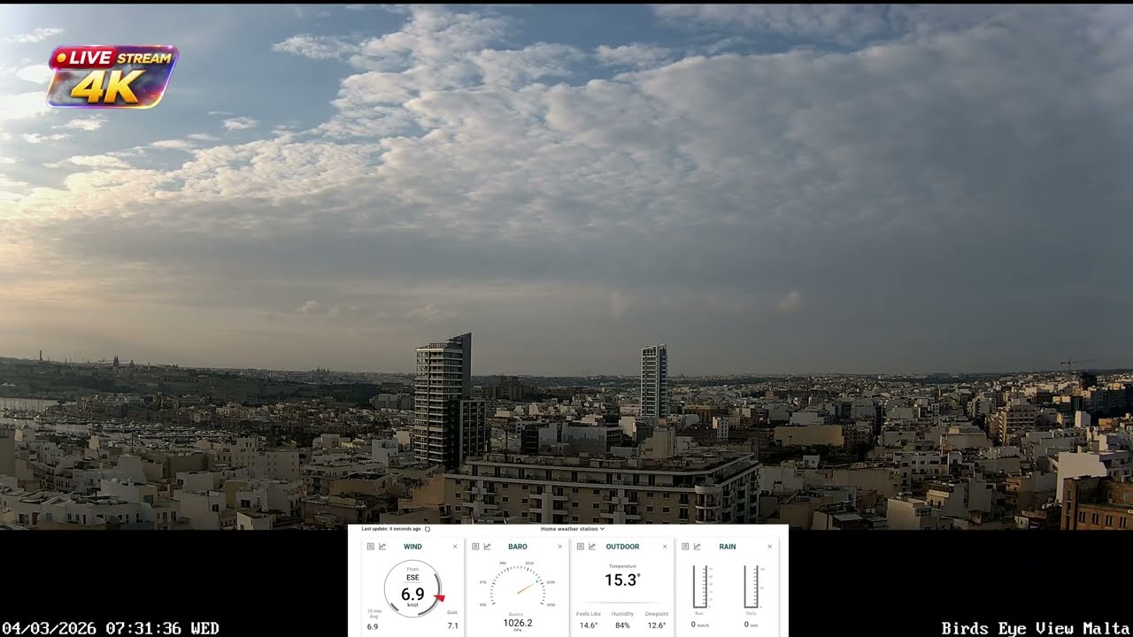 Malta Cam 4K - Real City Sound - 24/7