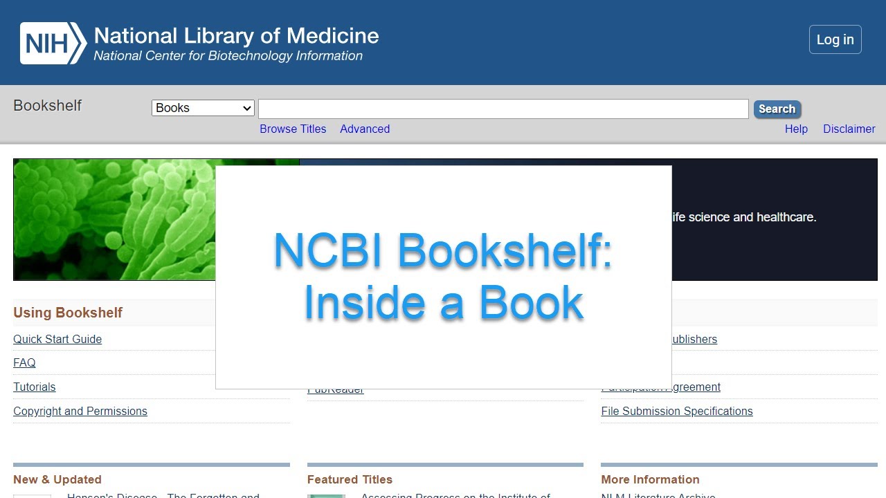 NCBI Bookshelf: Inside a Book