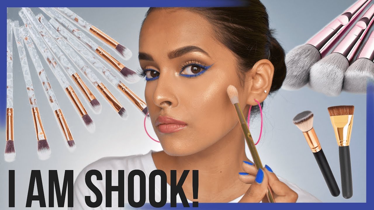 Full Face Using Shein Makeup Brushes | First Impression and Review