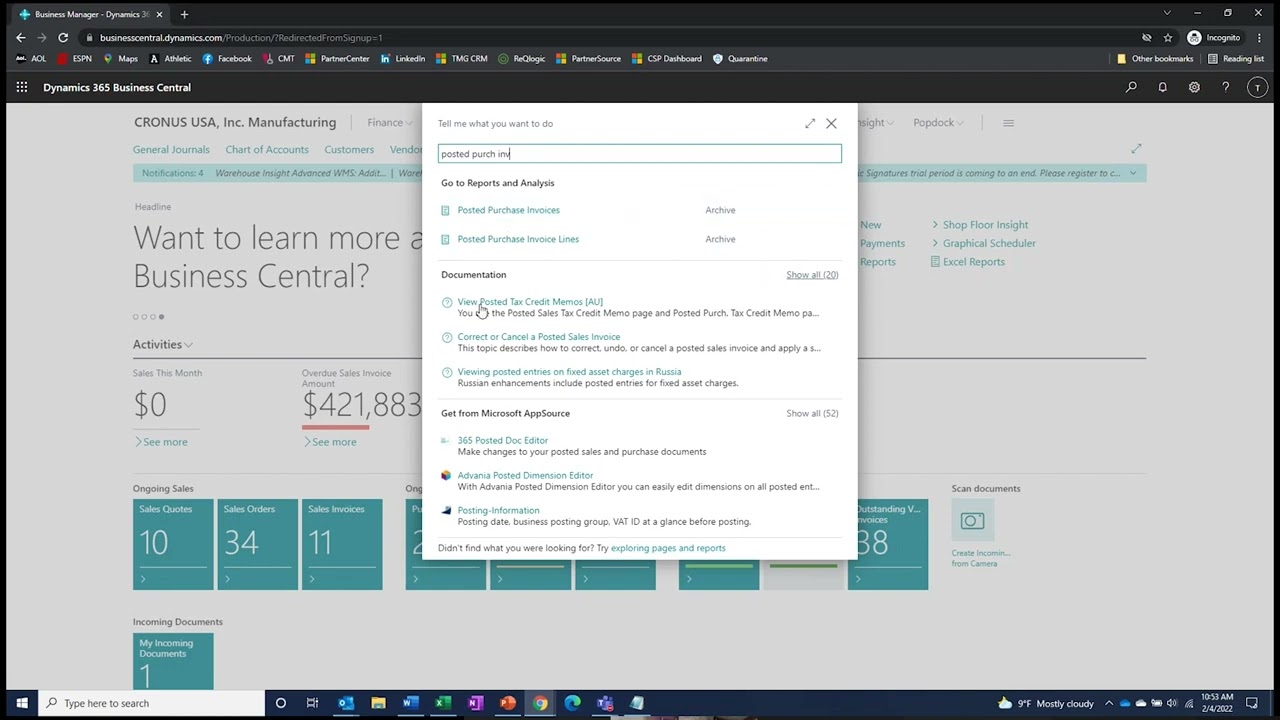 Microsoft Business Central Manufacturing Demo for Prospective Customer by TMG Sales Consultant #erp