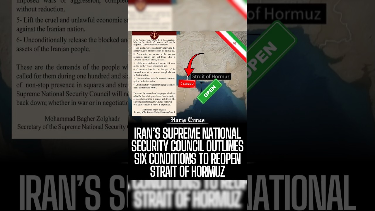 Iran&rsquo;s Supreme National Security Council Outlines Six Conditions to Reopen Strait of Hormuz