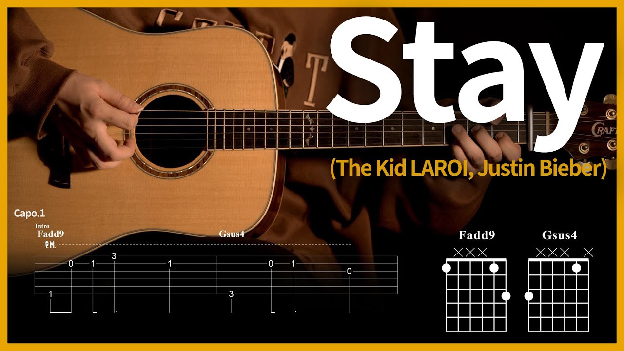 101. [Stay - The Kid LAROI, Justin Bieber ] 【★★★☆☆】 기타 | Guitar tutorial |ギター 弾いてみた 【TAB譜】