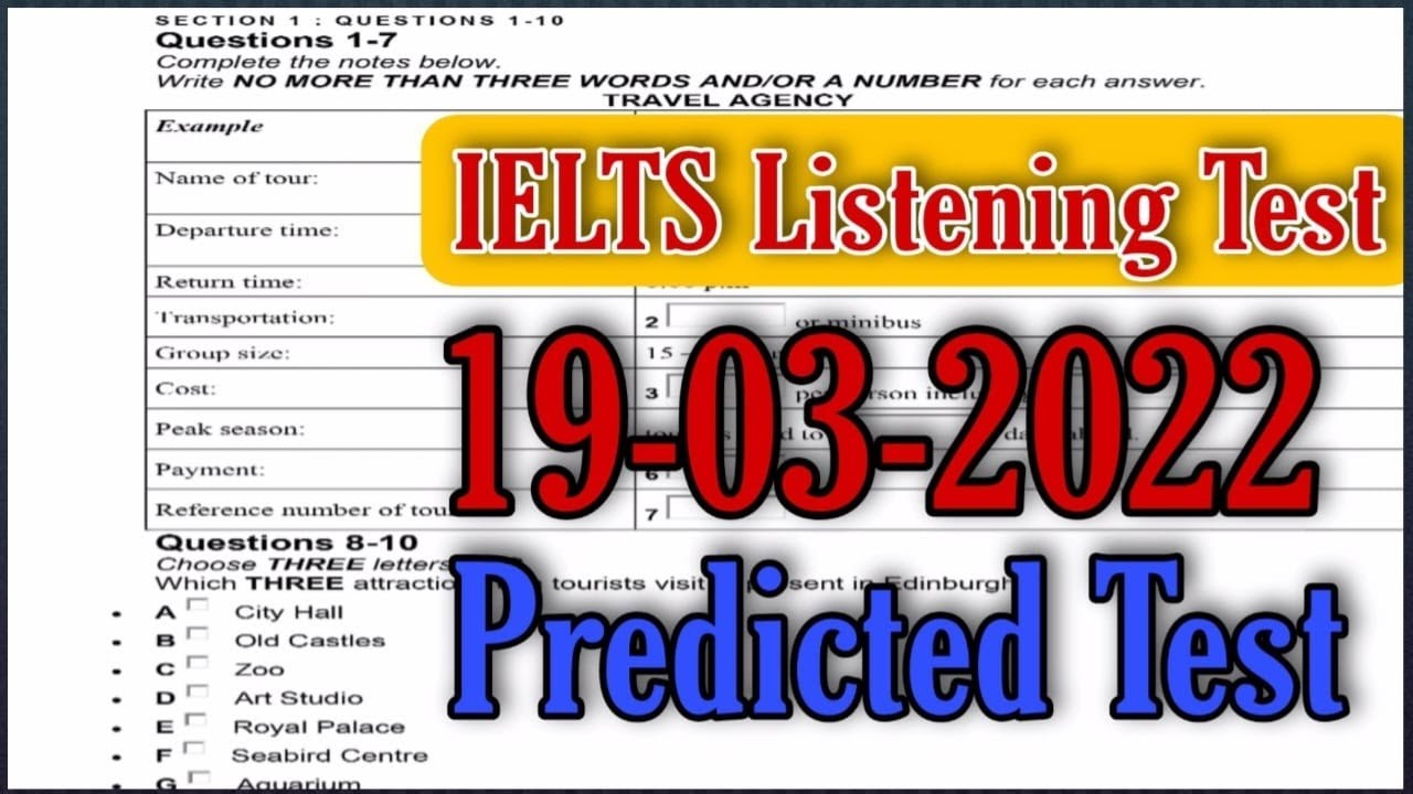 19 March 2022 NEW IELTS Listening Test Prediction With Answers, 2022 | By TFLS