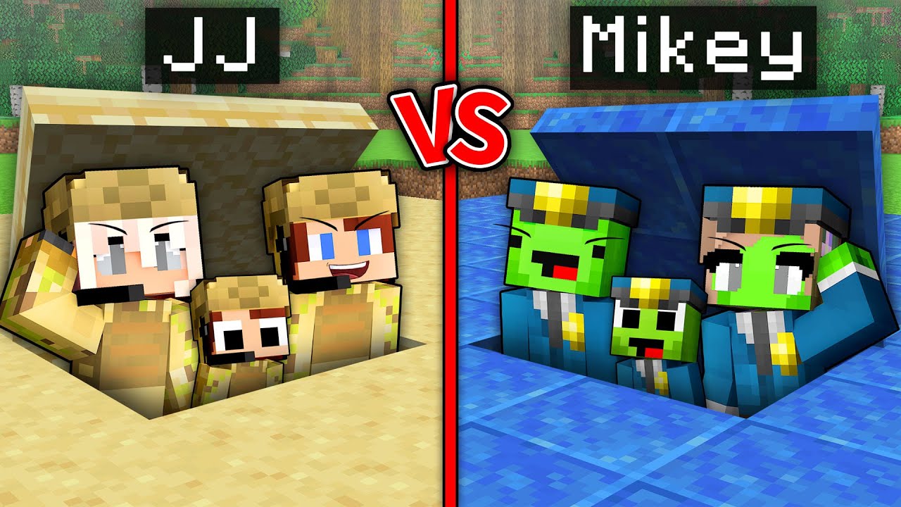 Mikey POLICE vs JJ MILITARY Underground Base Family Battle in Minecraft - Maizen