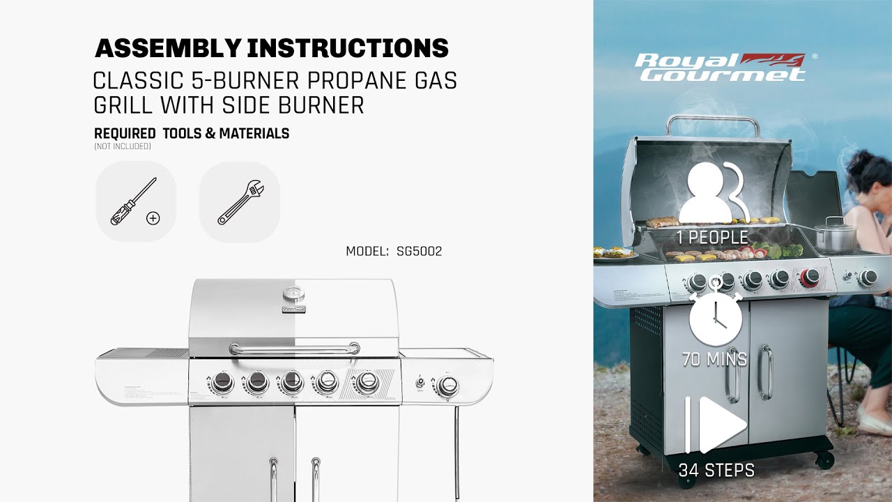 Royal Gourmet®SG5002 CLASSIC 5-BURNER PROPANE GAS GRILL WITH SIDE BURNER