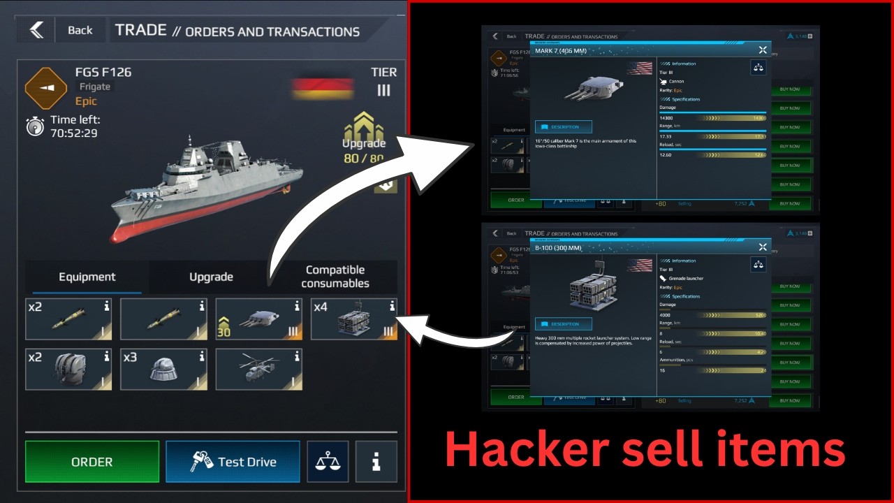 Hacker sell items :) - Modern warships