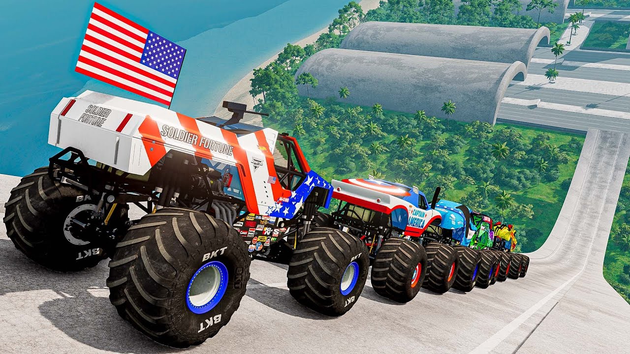 Epic High Speed Monster Jumps #83 | Monster Trucks & Cars - Beamng Drive