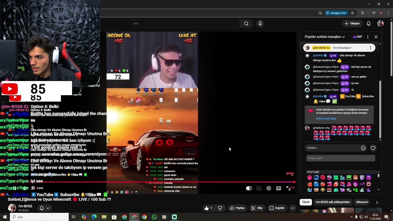 Sohbet,Eğlence ve Oyun  Minecraft 🔴 LIVE /  100 Sub ??