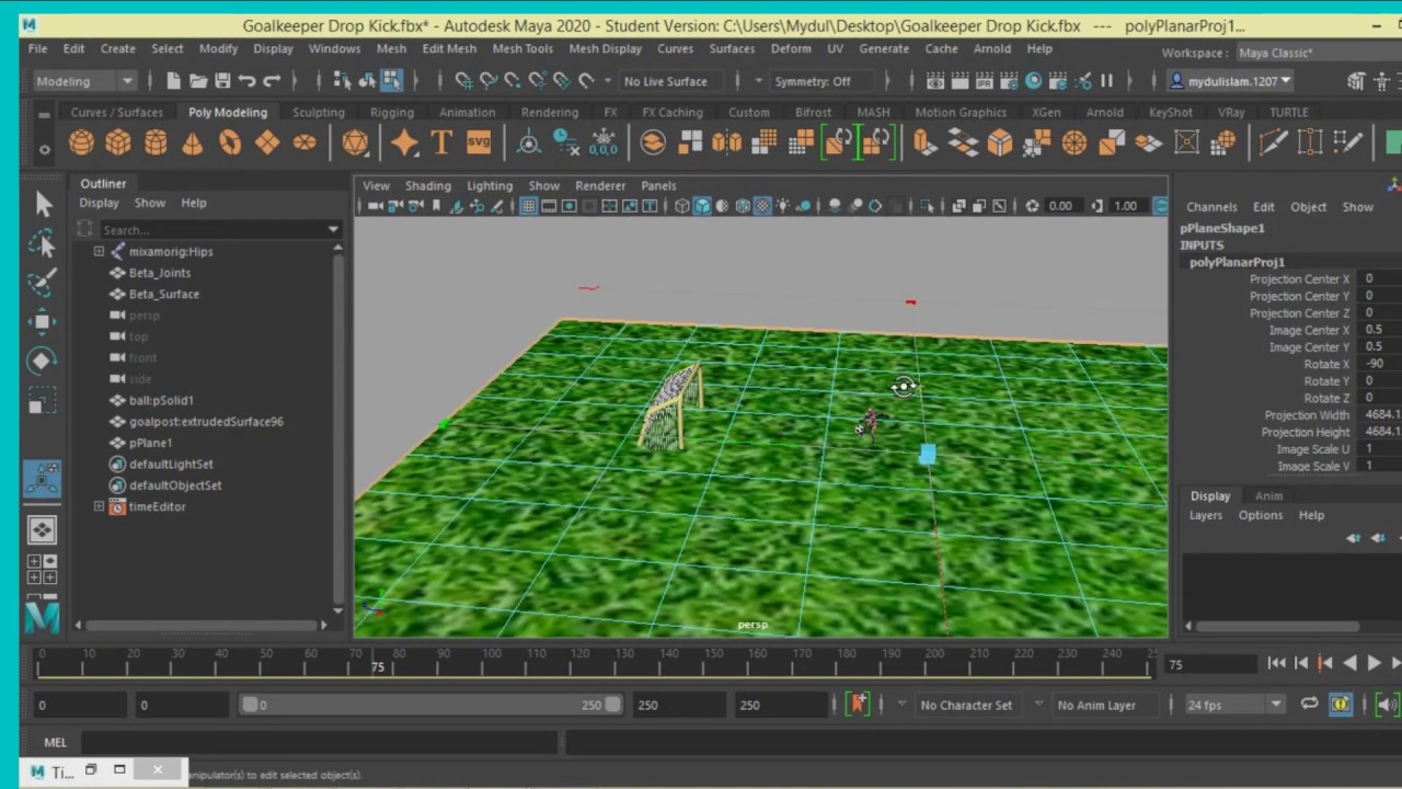 Football Goal kick animation in maya 2020