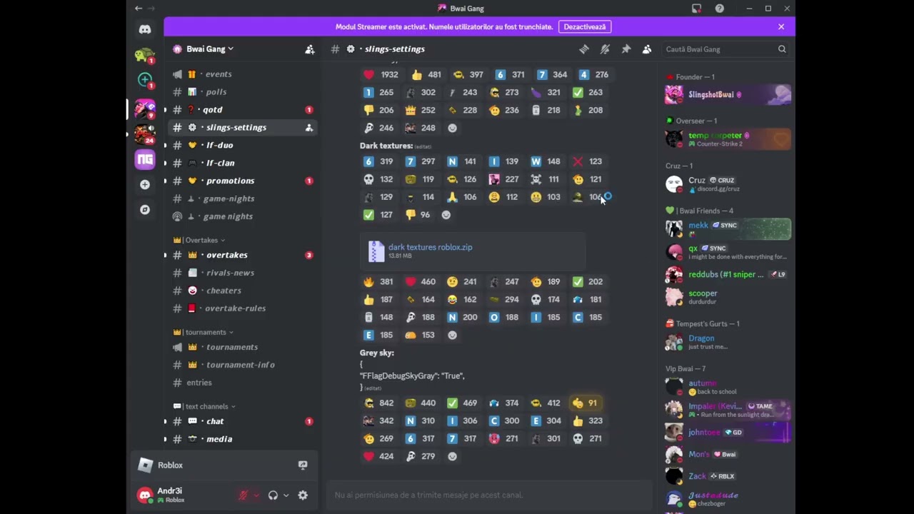 In acest video va arat cum sa faceti rost de slingshotbwai discord server si dark texture lafel