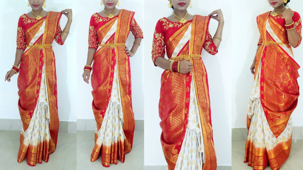 durga puja ashtami saree look 2021 | Traditional Bengali Saree Draping Tutorial for Durga Puja