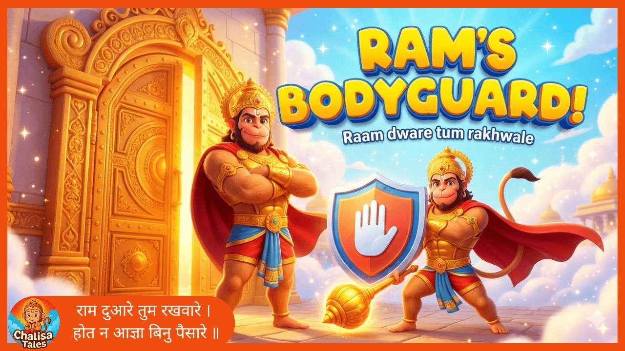 🛡️ RAM'S BODYGUARD! | Hanuman Chalisa Verse 21 (Animated Story for Kids) | Raam dware tum rakhwale