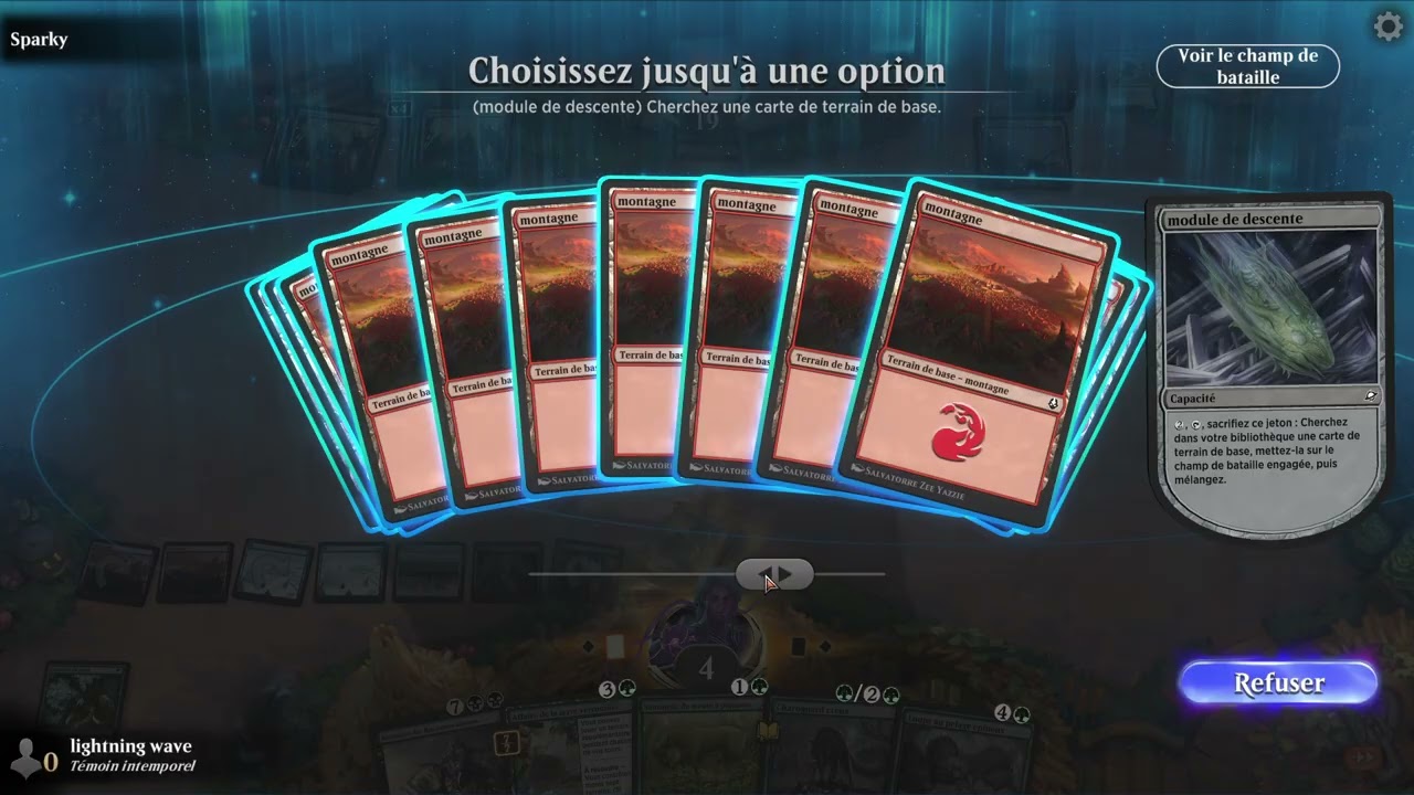 MTG Arena deck loups ultime modifié contre sparky