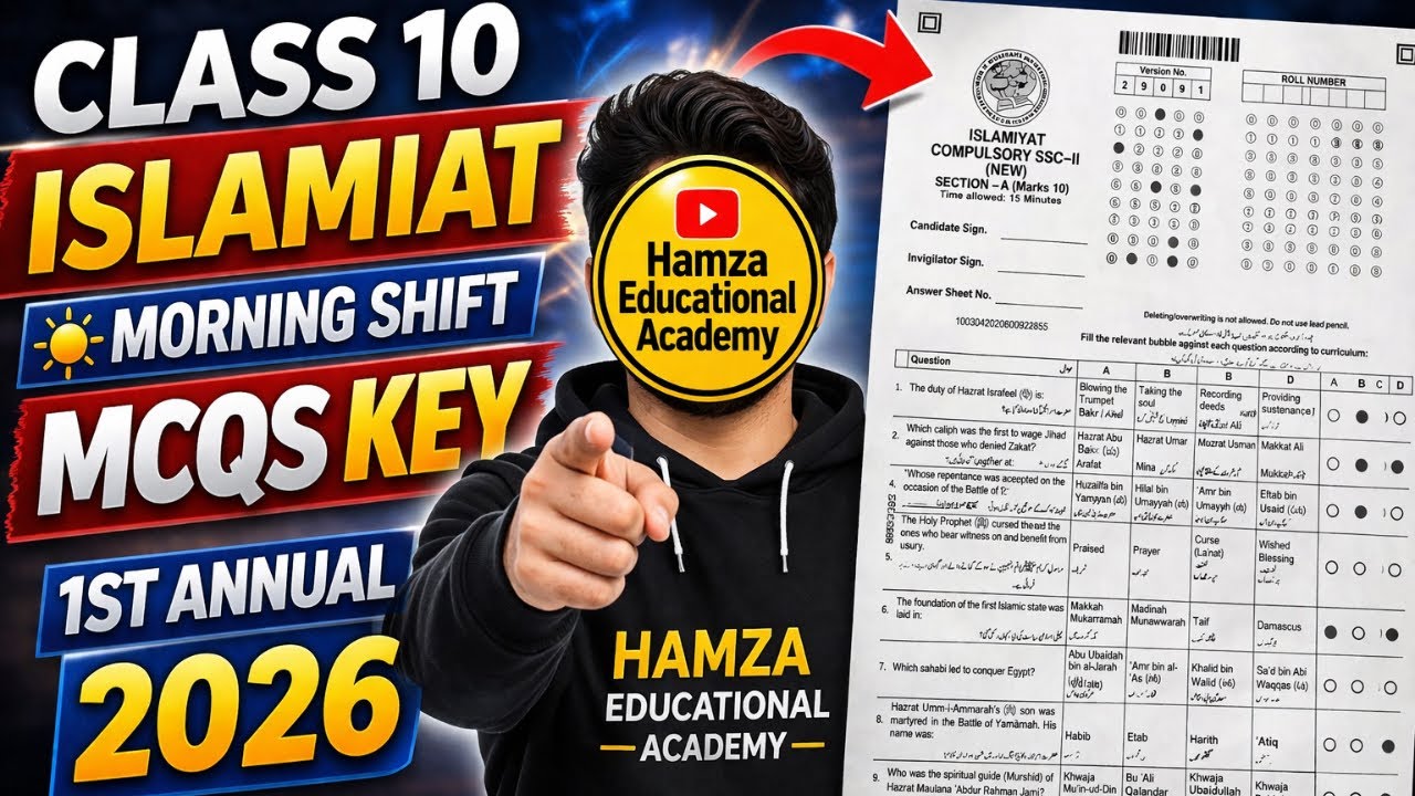 10th Islamiat MCQs Answer Key of Federal Board Exams 2026 | Hamza Educational Academy