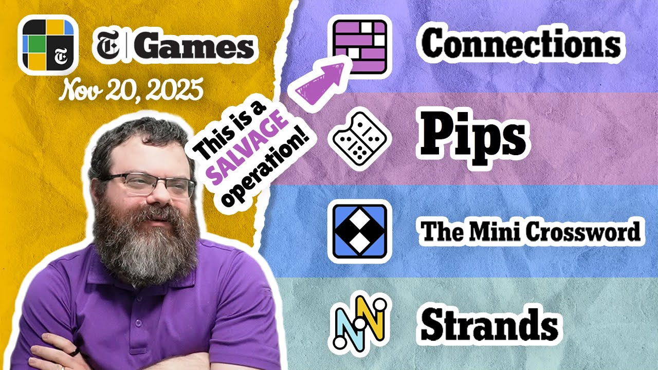 NYT Connections, Pips, Mini Crossword, and Strands | Nov 20, 2025