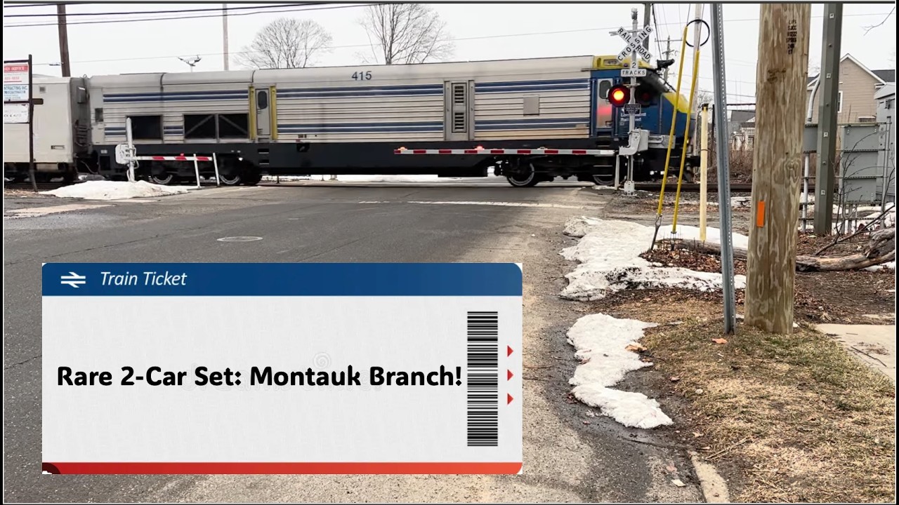 LIRR: DE30AC 415 Pulls a Rare 2-Car Set Down the Montauk Branch