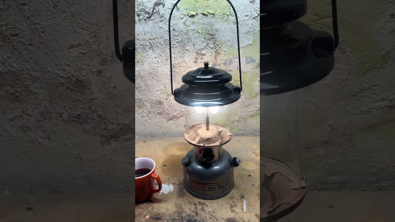 Coleman Powerhouse Dual Fuel light up and coffee. #colemanlantern #lanternlight #campinglantern