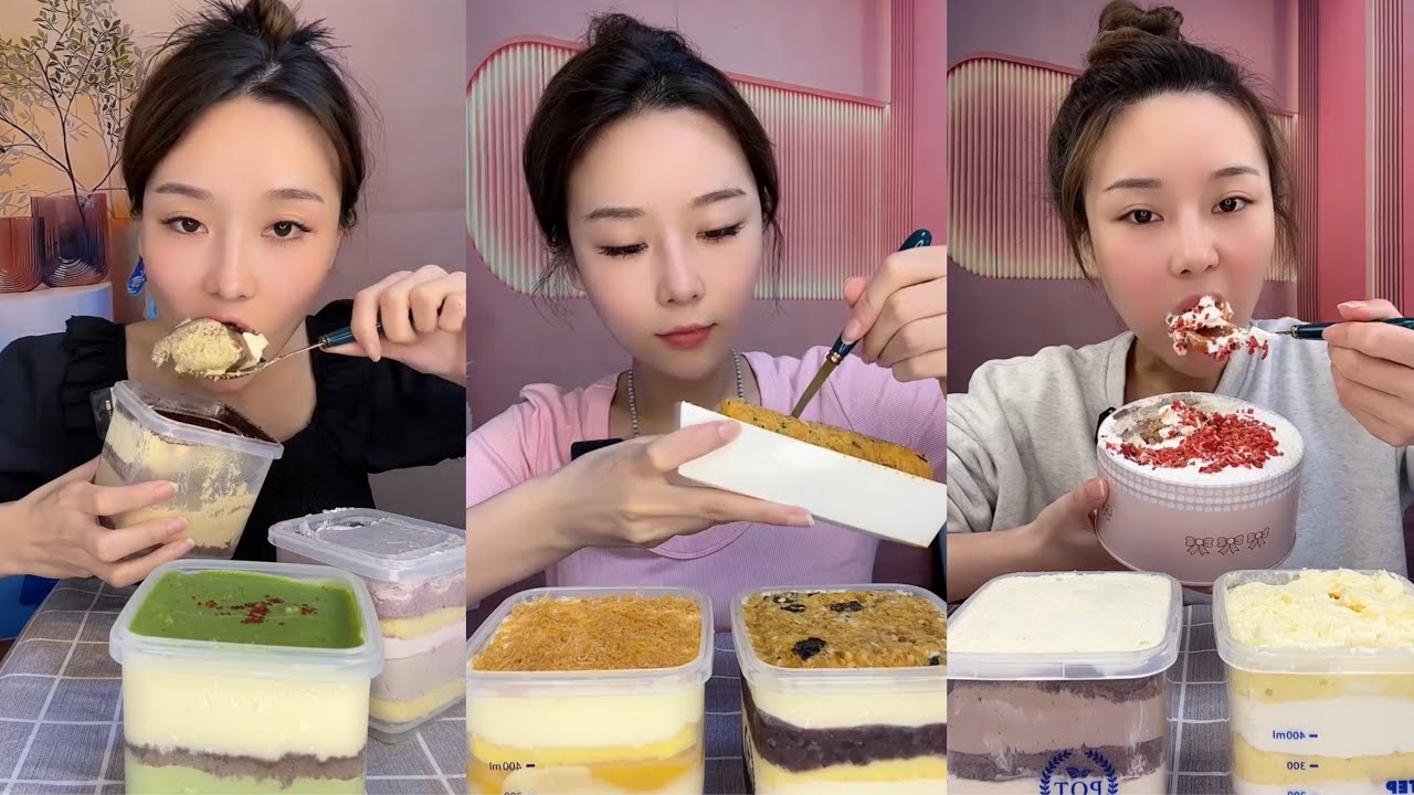 ASMR MUKBANG - MUKBANG SOUND - SOFT & CREAMY DESSERT BOX CAKE