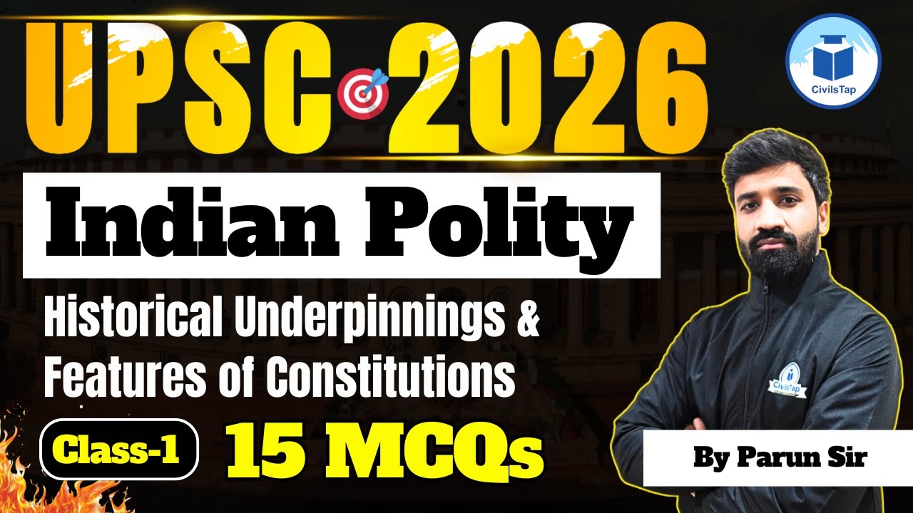 UPSC 2026 Indian Polity | Historical Underpinnings & Features of Constitution | 15 Imp. MCQs Series