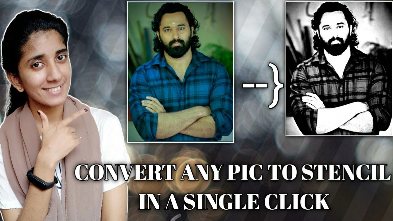 How to convert pic into stencil | easiest method ever | ഒറ്റ ക്ലിക്കിൽ  stencil image റെഡി