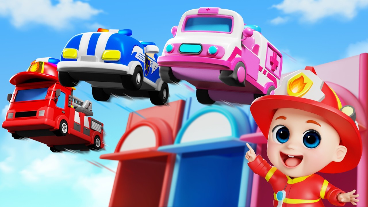 Baby Police Officer Chase Thief - Five Little Trucks + More Bibiberry Nursery Rhymes & Kids Songs