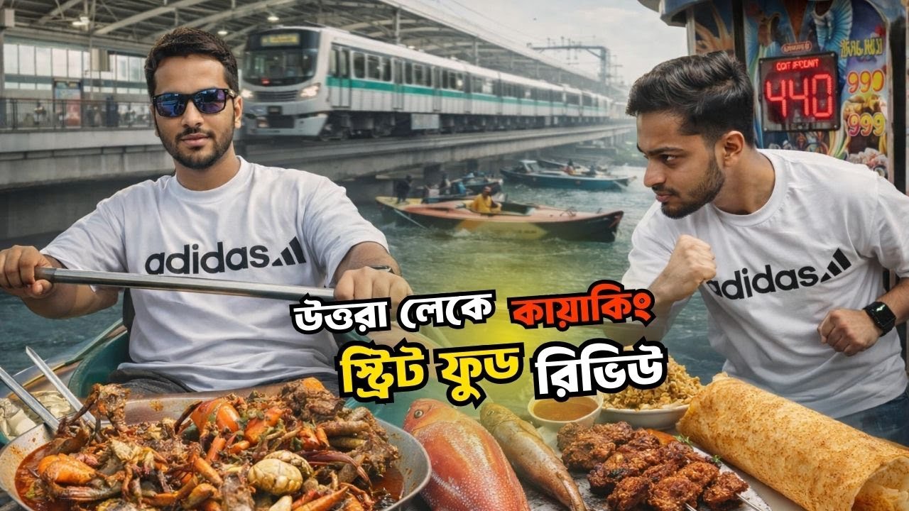 উত্তরা লেকে কায়াকিং স্ট্রিট ফুড রিভিউ | Vlog 25 | Street food at Uttara Center Metro Station 