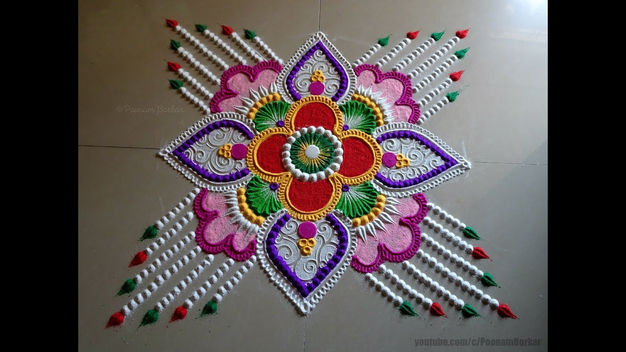 Very easy and beautiful kolam for festivals | Easy rangoli designs by Poonam Borkar