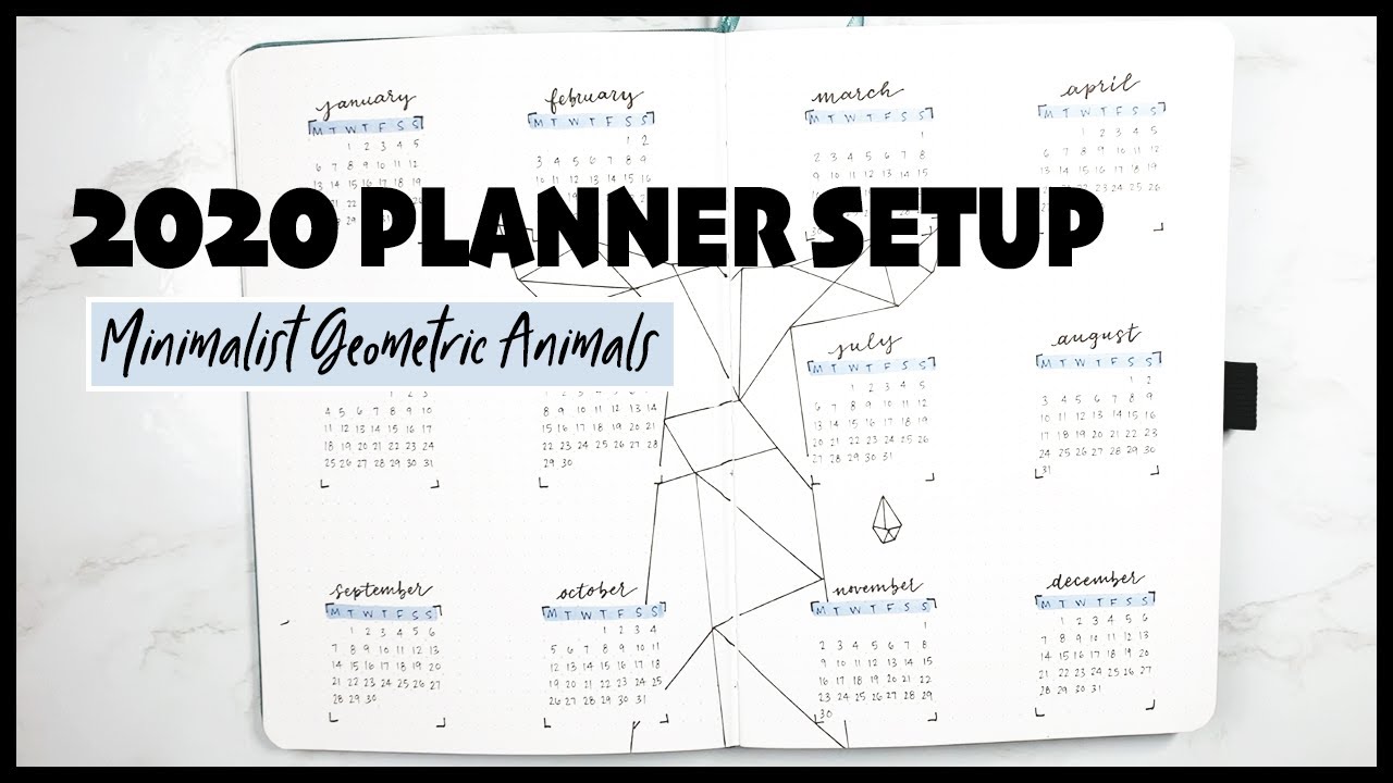 2020 Bullet Journal Set Up | Minimalist Geometric Endangered Animals 🐋