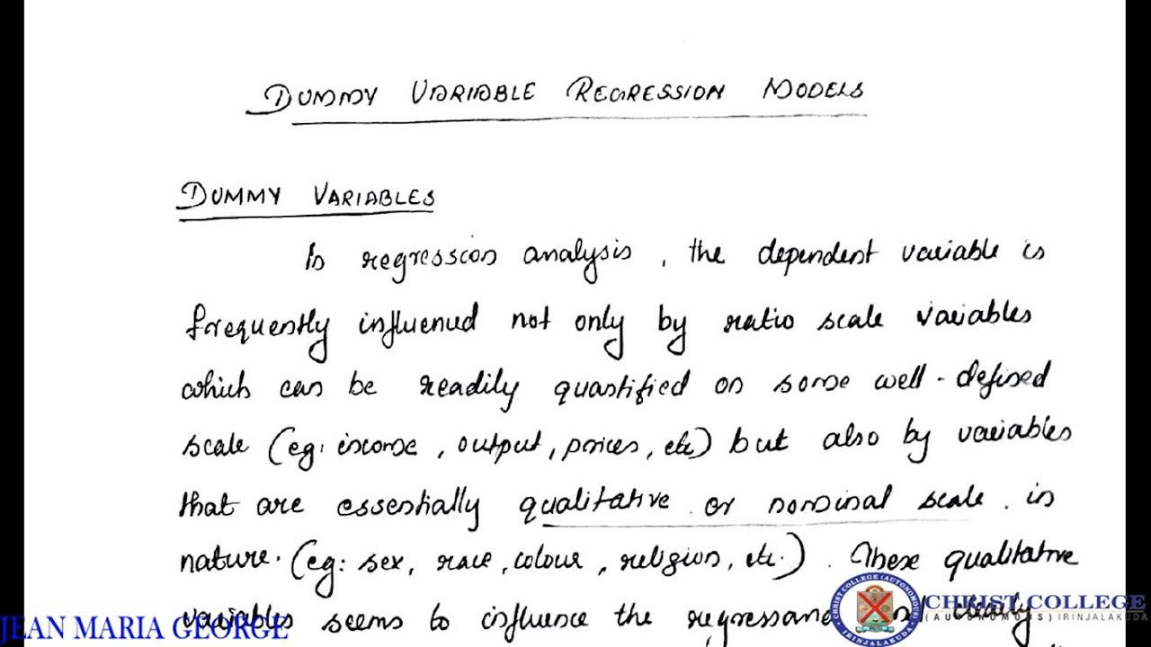 Dummy variable Regression models