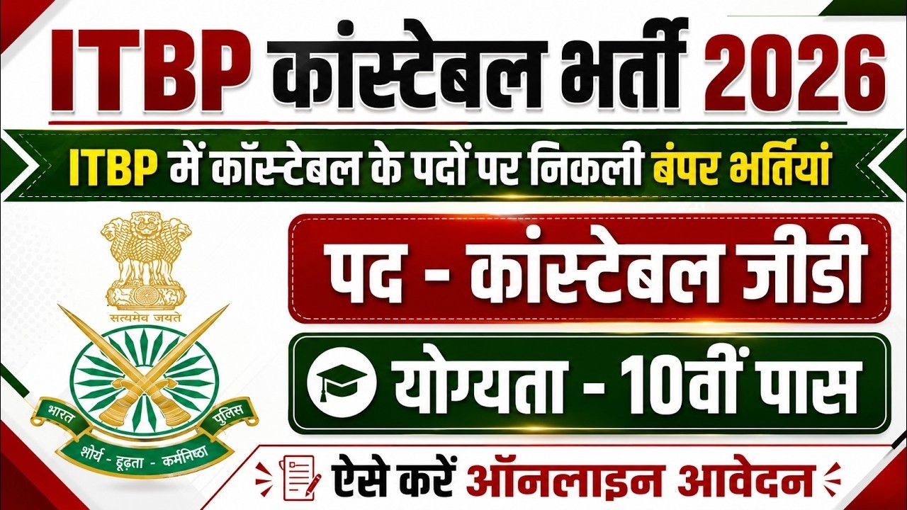 New ITBP Recruitment 2026 | ITBP GD Constable Vacancy 2026 | 10th Pass | ITBP Constable Recruitme...