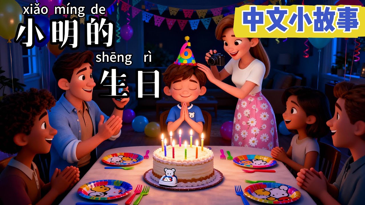 【HSK 1-2】Day 2 of Chinese Stories：《小明的生日》- Xiao Ming's Birthday